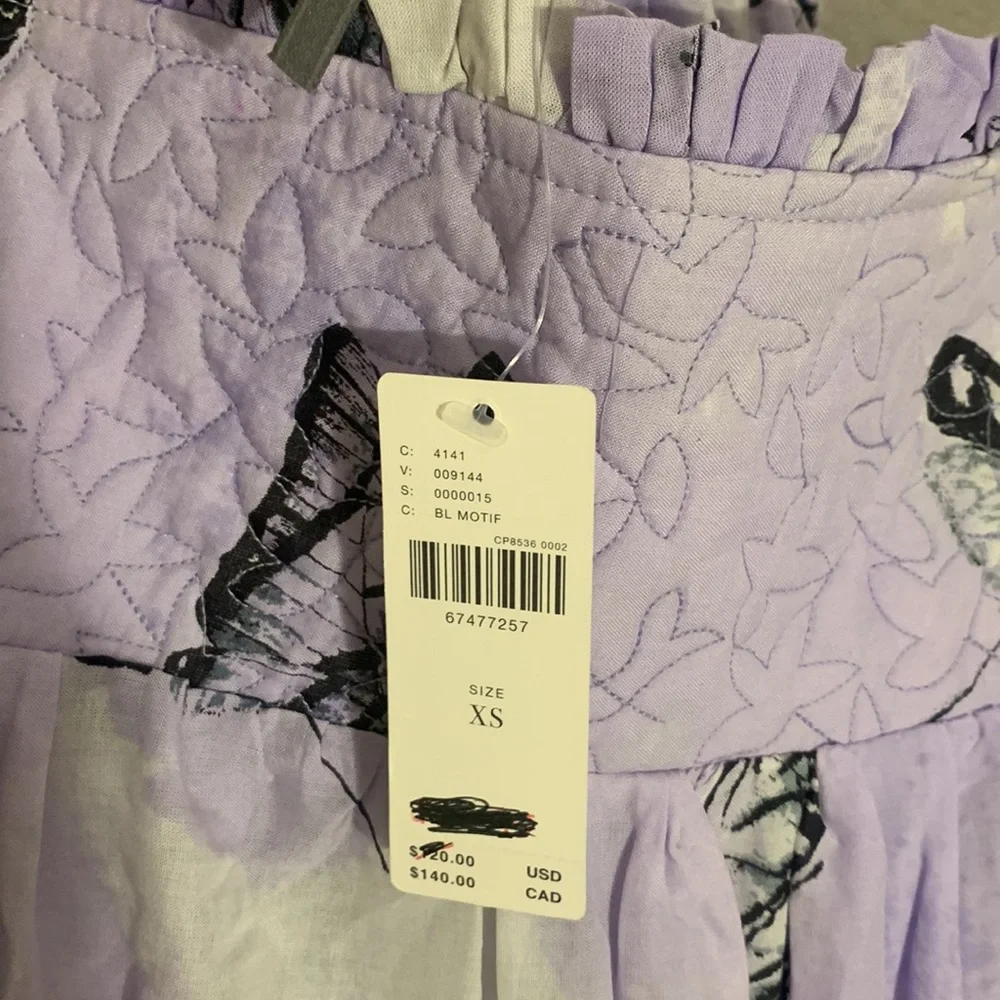 Anthropologie Daphne Quilted-Top Maxi Dress Loungewear Butterflies Lilac - Picture 6 of 6